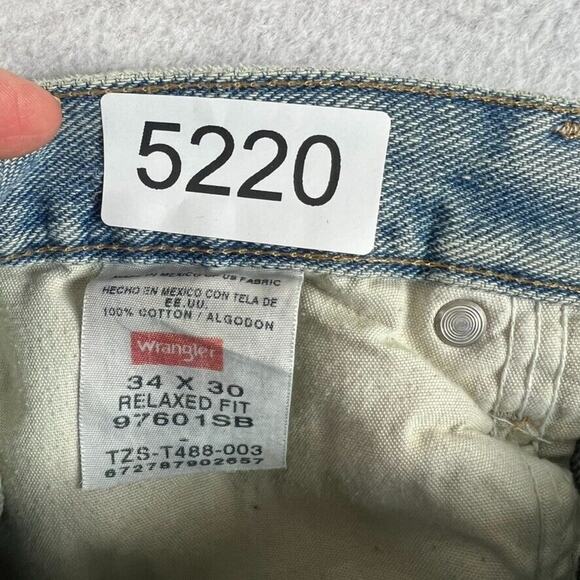 Wrangler Jeans Mens 34x30 Straight Leg Denim Light Wash Vintage Cowboy Western - Picture 11 of 14